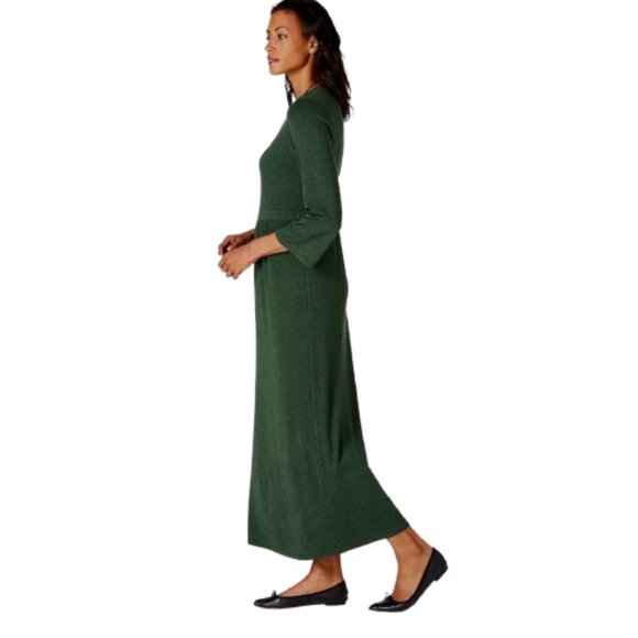 NWT Womens Size Small J. Jill Green Cozy Lantern Sleeve Knit Maxi Dress NEW - Picture 2 of 4